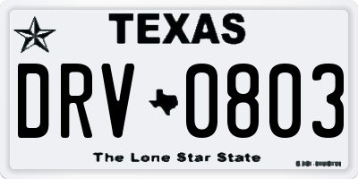 TX license plate DRV0803