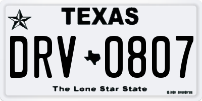 TX license plate DRV0807
