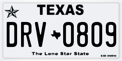 TX license plate DRV0809