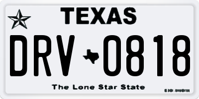 TX license plate DRV0818