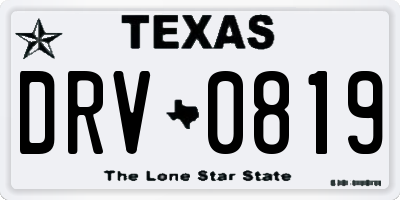 TX license plate DRV0819