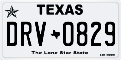 TX license plate DRV0829