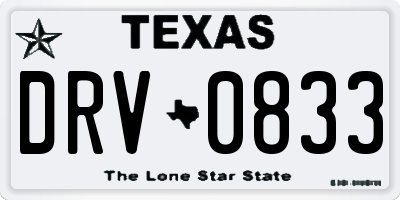 TX license plate DRV0833