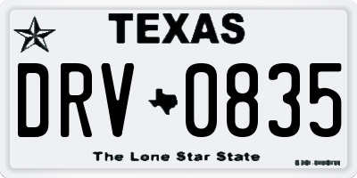 TX license plate DRV0835
