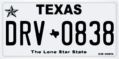 TX license plate DRV0838
