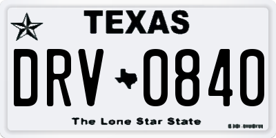 TX license plate DRV0840