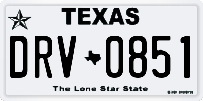 TX license plate DRV0851