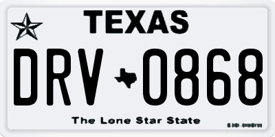 TX license plate DRV0868