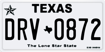 TX license plate DRV0872