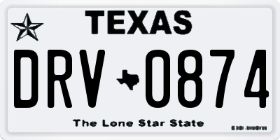 TX license plate DRV0874
