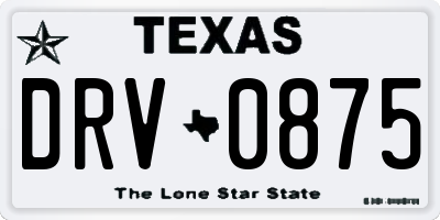 TX license plate DRV0875