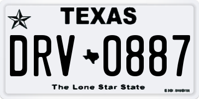 TX license plate DRV0887