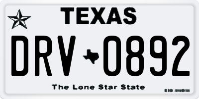 TX license plate DRV0892