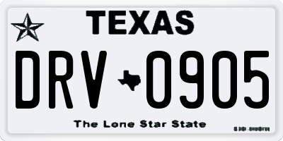 TX license plate DRV0905