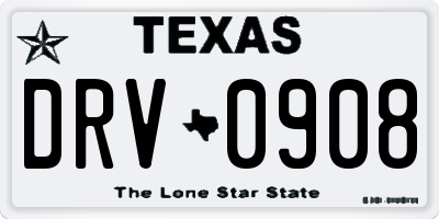 TX license plate DRV0908
