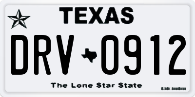 TX license plate DRV0912