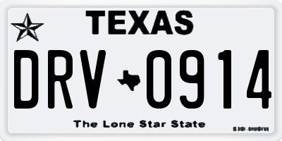 TX license plate DRV0914