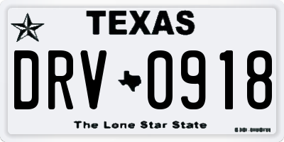 TX license plate DRV0918