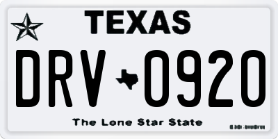 TX license plate DRV0920