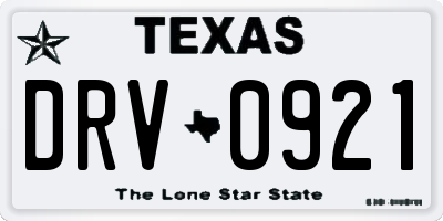 TX license plate DRV0921