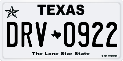 TX license plate DRV0922