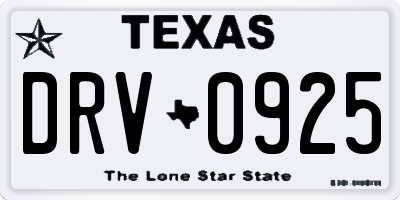 TX license plate DRV0925