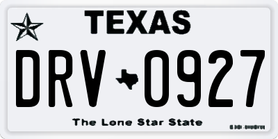 TX license plate DRV0927