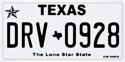 TX license plate DRV0928