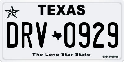 TX license plate DRV0929
