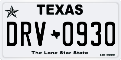 TX license plate DRV0930