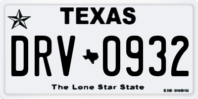 TX license plate DRV0932