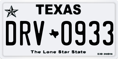 TX license plate DRV0933