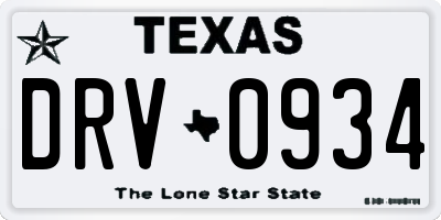TX license plate DRV0934