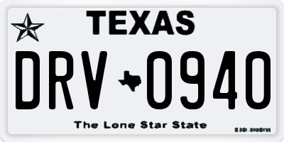 TX license plate DRV0940