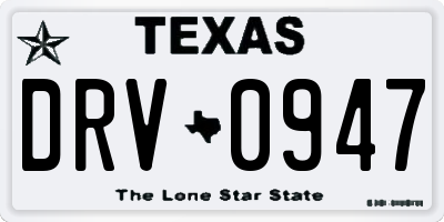 TX license plate DRV0947