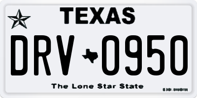 TX license plate DRV0950