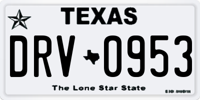 TX license plate DRV0953