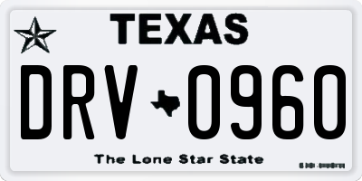 TX license plate DRV0960