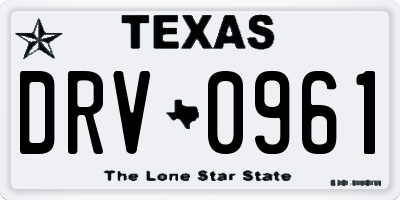 TX license plate DRV0961