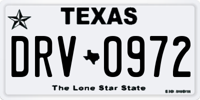 TX license plate DRV0972