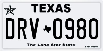 TX license plate DRV0980