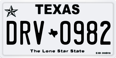 TX license plate DRV0982