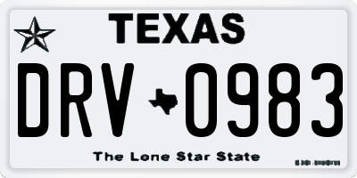 TX license plate DRV0983