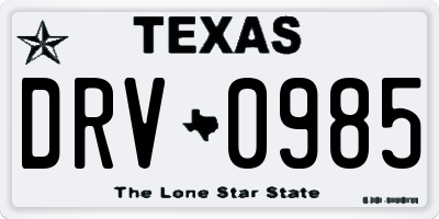 TX license plate DRV0985