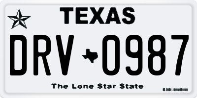 TX license plate DRV0987