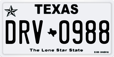 TX license plate DRV0988