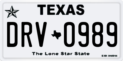 TX license plate DRV0989