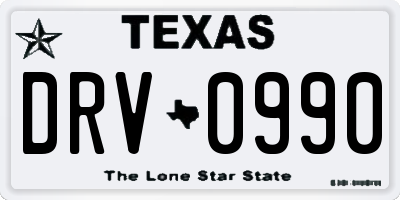 TX license plate DRV0990