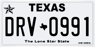 TX license plate DRV0991