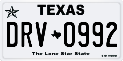 TX license plate DRV0992